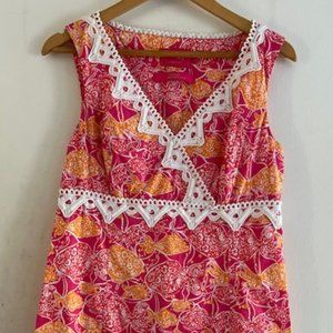 Lilly Pulitzer Jubilee Pink Orange Fish Beverly Hills Bubbly Shift Dress 10